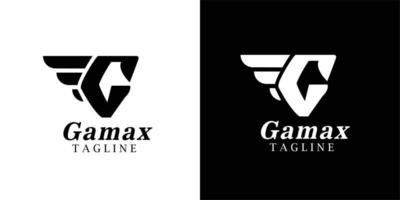 logo point lettre g. vecteur de conception de lettrage gamax avec des ailes