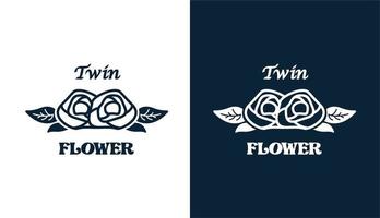 logo simple minimaliste abstrait fleur rose jumelle vecteur parfait pour toute marque et entreprise