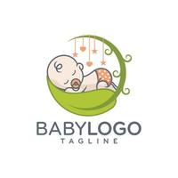 vecteur de conception de logo bébé mignon