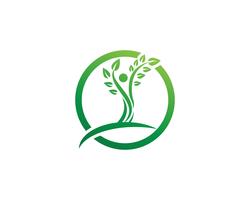 Modèle de logo vectoriel arbre personnes identité verte
