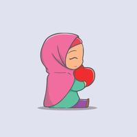 illustration de la femme musulmane se sentant amoureuse icône de vecteur