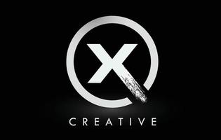 création de logo blanc x brosse lettre. logo d'icône de lettres brossées créatives. vecteur