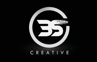création de logo de lettre bs brosse blanche. logo d'icône de lettres brossées créatives. vecteur