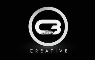 création de logo de lettre de brosse cb blanche. logo d'icône de lettres brossées créatives.
