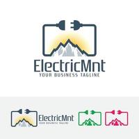 création de logo d'énergie, modèle de logo vectoriel de montagne électrique