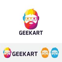 création de logo tête colorée geek vecteur