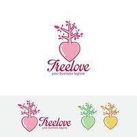 création de logo de concept d'amour d'arbre vecteur