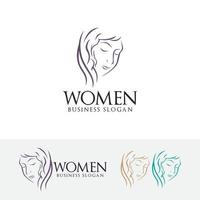 modèle de logo vectoriel de visage de femmes