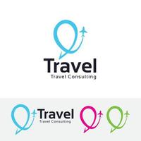 création de logo de concept d'agence de voyage vecteur