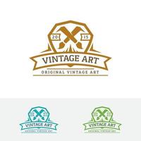 création de logo de concept d'art vintage vecteur
