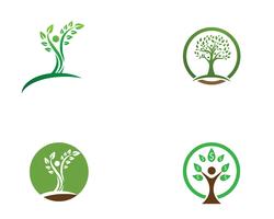 Modèle de logo vectoriel arbre personnes identité verte