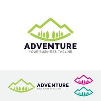 modèle de logo vectoriel d'aventure en montagne