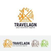 création de logo d'aventure et de voyage vecteur