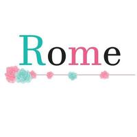 conception avec texte de rome et roses pour le papier peint et la couverture vecteur