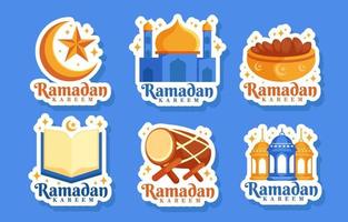 autocollant plat du mois de ramadan vecteur