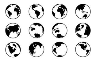 icône de carte du monde monochrome vecteur