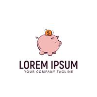 modèle de concept de finance cochon logo dessinés à la main vecteur