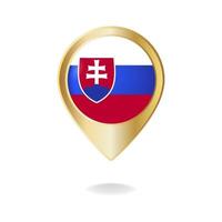 drapeau de la slovaquie sur la carte du pointeur doré, illustration vectorielle eps.10 vecteur