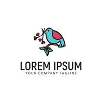 oiseau avec fleurs modèle de concept de logo design dessiné à la main vecteur