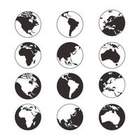 icône de carte du monde avec différentes collections de continents