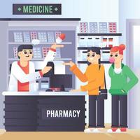 files de patients attendant d'acheter des médicaments dans une pharmacie