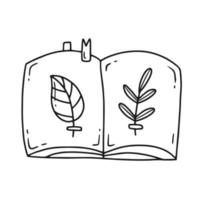 cahier noir et blanc avec herbier dans une illustration vectorielle dessinée à la main de style doodle simple vecteur