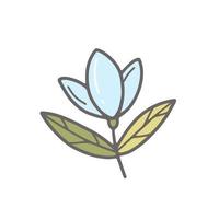 fleur bleue dans un style doodle. illustration vectorielle isolée. vecteur