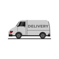 illustration vectorielle de camion cargo avec texte de livraison. vecteur