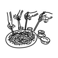 icône du dîner de réunion chinois. doodle style d'icône dessiné à la main ou contour. vecteur