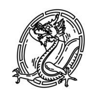icône de symbole de dragon. doodle style d'icône dessiné à la main ou contour. vecteur
