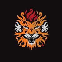 vecteur de couleur de tête de feu de lion en colère abstrait