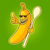 création de logo de mascotte de personnage de banane vecteur