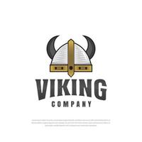 création de logo de casque d'armure viking, symbole, modèle, design vintage de vecteur de sport