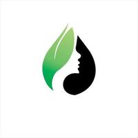 logo femme avec silhouette de feuille, tête, logo de visage isolé. utiliser pour le salon de beauté, le spa, la conception de cosmétiques, etc. vecteur