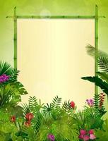 fond tropical avec cadre floral rectangle en bambou concept vecteur