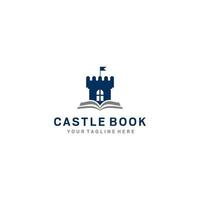 château avec modèle de conception de logo de livre. conception plate simple et propre du château avec modèle de vecteur de livre. château avec logo de livre pour les entreprises.