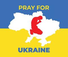 priez pour la carte et le drapeau de l'ukraine avec la silhouette de l'homme priant
