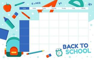 table de journal de retour à l'école avec concept de dessin animé plat vecteur