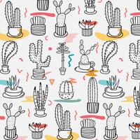 Modèle de cactus tropical dessiné à la main. Illustration vectorielle fabriqué à la main. vecteur