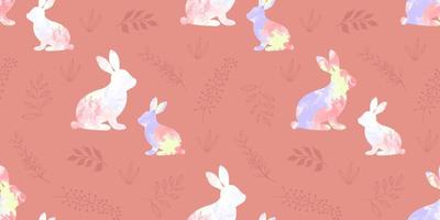 modèle sans couture de lapin de Pâques. silhouette en marbre de lièvre. pastels colorés. illustration vectorielle. vecteur