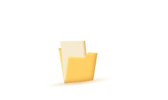 vecteur conception 3d dessin animé style dossier minimal fichiers couleur jaune