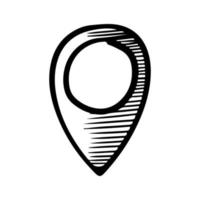 icône de doodle gps de point de localisation de coordonnées dessinées à la main isolée sur fond blanc. illustration vectorielle. vecteur