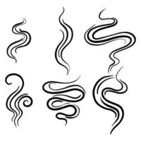 ensemble de symboles de fumée de doodle. icône d'odeur d'arôme. illustration vectorielle dessinés à la main. vecteur