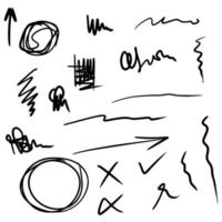 stylo fragmentaire doodle et scrible isolé sur fond blanc .illustration vectorielle vecteur