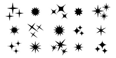 ensemble de symboles d'étincelles dessinés à la main isolés sur fond blanc. illustration vectorielle de griffonnage. vecteur
