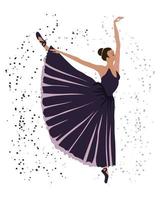 illustration, une ballerine dansante dans une robe bleu-rose et des chaussons de pointe sur un fond abstrait. affiche pour cours de danse, clip art