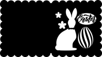 carte de voeux de pâques avec lapin, oeuf, fleur, lettrage à la main. prêt pour la coupe. modèle d'invitation, dépliant. pour l'artisanat. vecteur. vecteur
