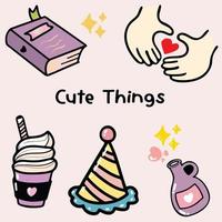 choses mignonnes kawaii collection de vecteurs dessinés à la main vecteur