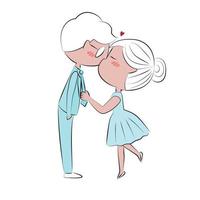 doodle main dessiner couple baiser pour la saint valentin vecteur
