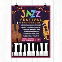 modèle d'affiche de festival de musique jazz vecteur